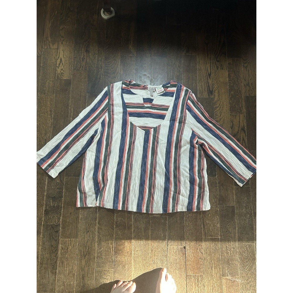 Logo By Lori‎ Goldstein Beach To Street Cotton Striped Pullover X-Large